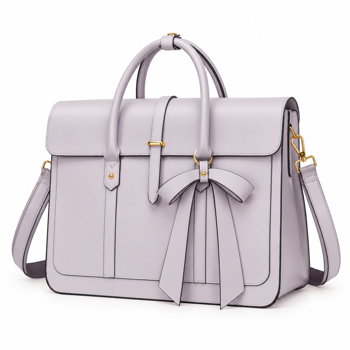 Lavender Bow Detail Leather Laptop Bag