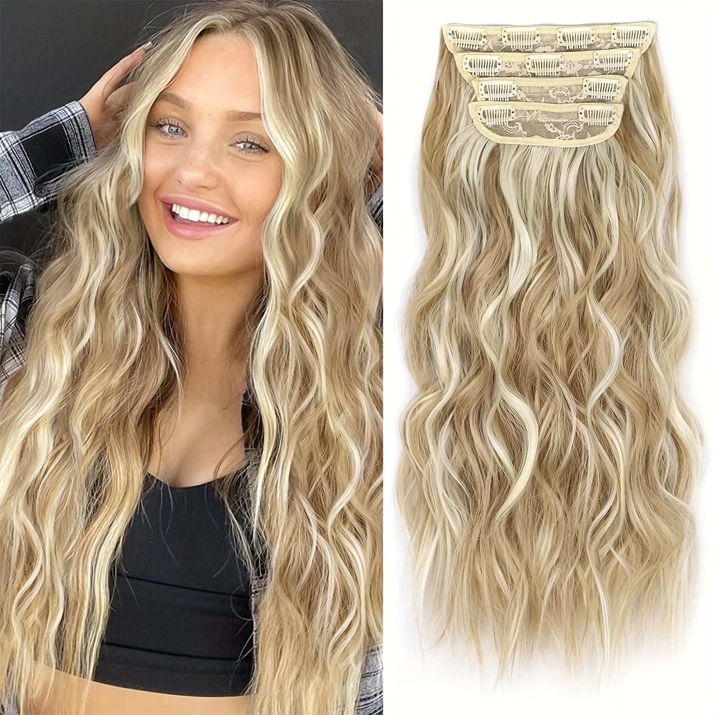 Clip in Long Wavy Synthetic Hair Extension