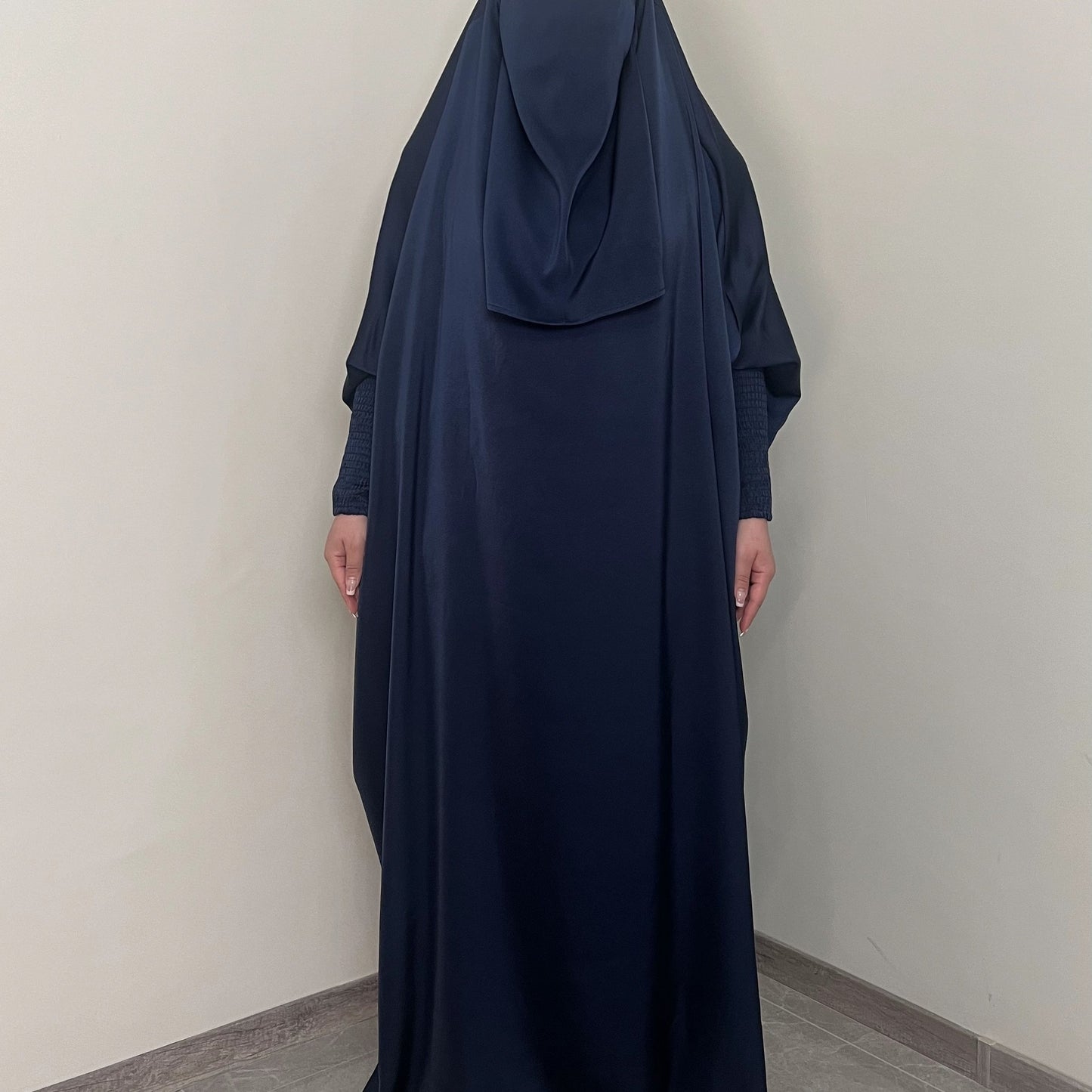 [Satin Modesty Dress] Free Size Satin One Piece Modesty Abaya Burkha - Jilbab Niqab Attached