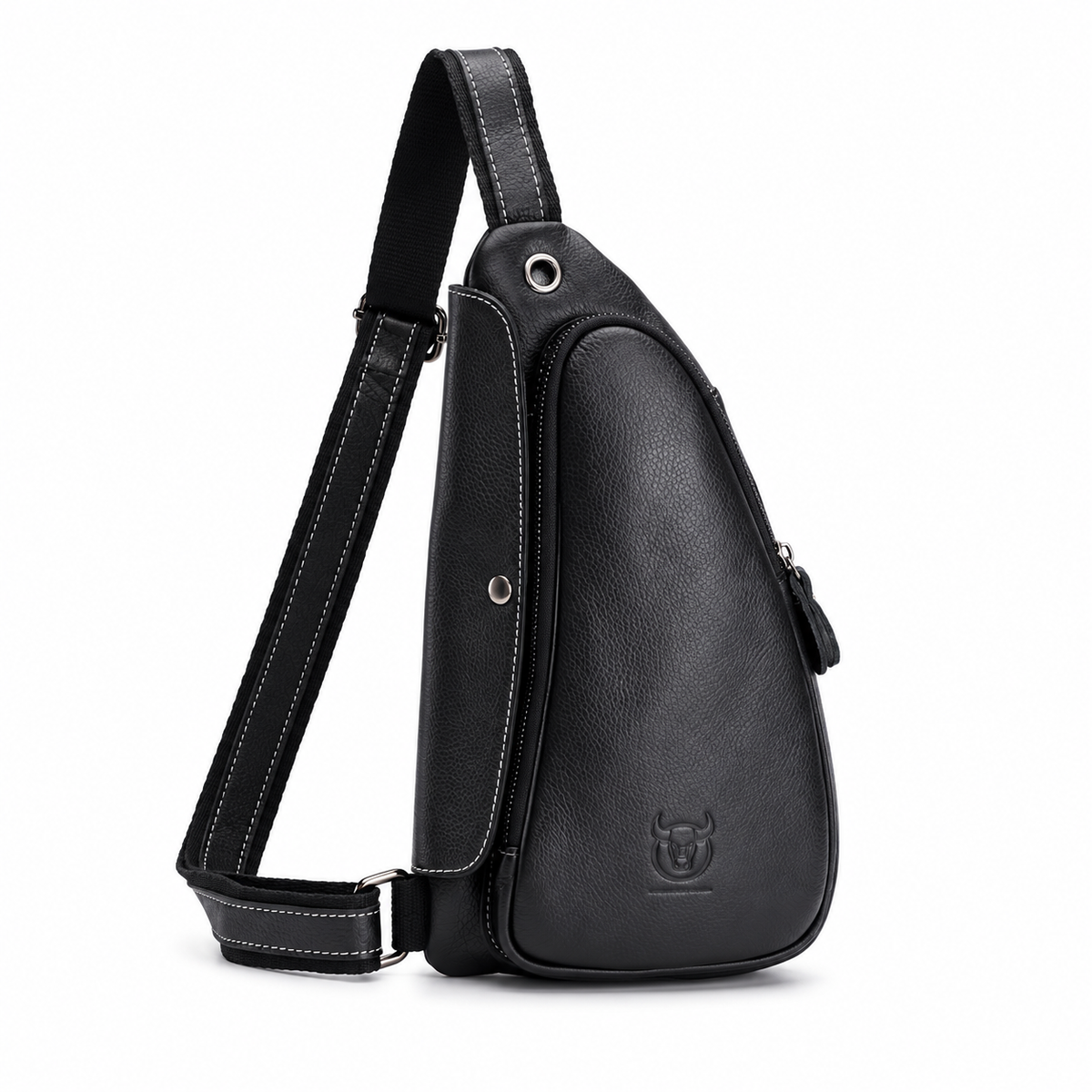 Black Textured Crossbody Sling Bag