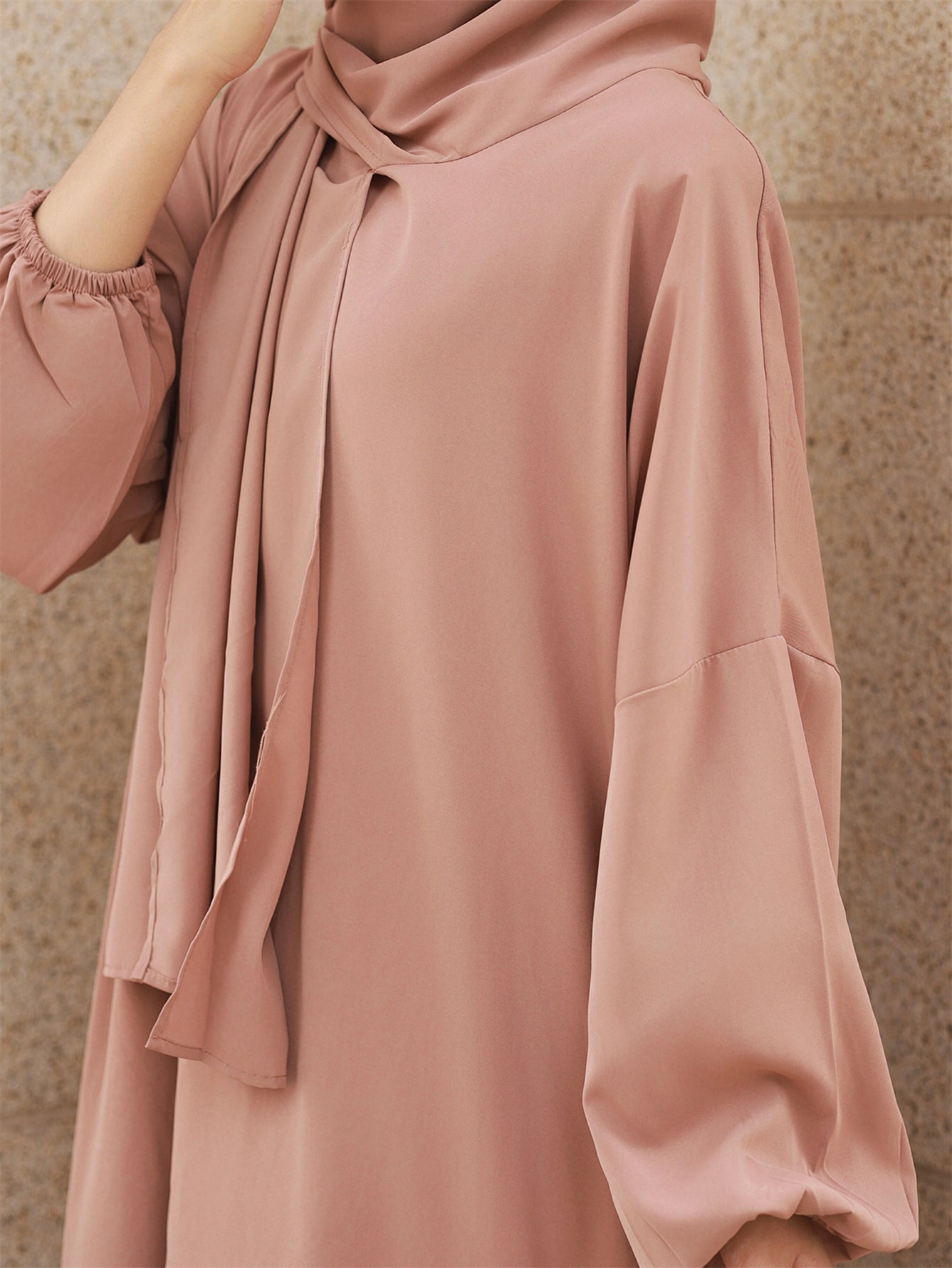 Women'S Loose Modest Jibab Abaya with Headscarf - Long Sleeve, Polyester, Non-Stretch Fabric | Ideal for Ramadan and Daily Wear, Casual Style, Allseason Abaya | Elegant Abaya | Polyester Abaya