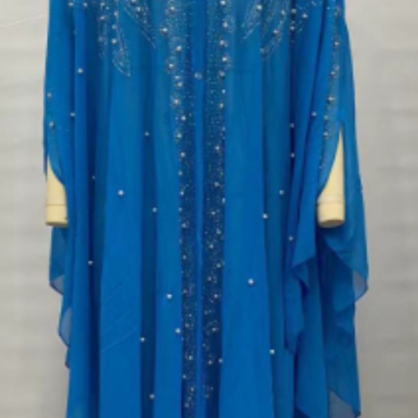Women's Autumn Long Kaftan Dress Long Bat Sleeve Hooded Rhinestone Cape Abaya Arab Dress