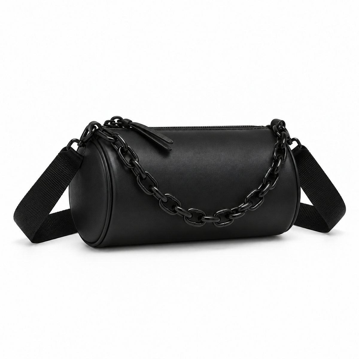 Black Cylindrical Chain Crossbody Shoulder Bag