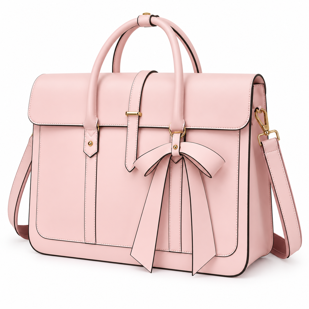 Blush Pink Leather Bow Laptop Bag