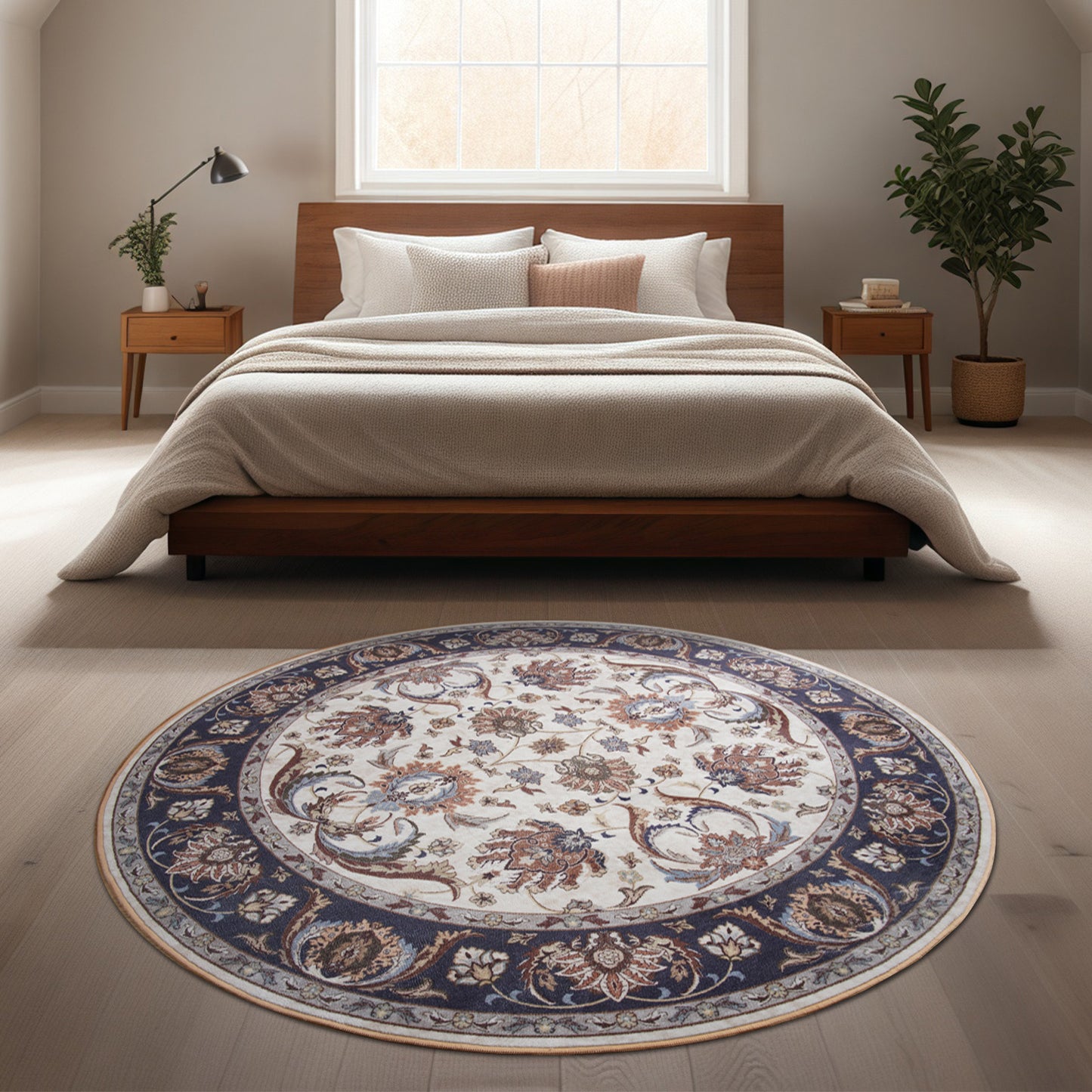 Retro imitation cashwool round Carpet is super soft and machine washable, Rugs suitable for home decoration, living room, bedroom, office