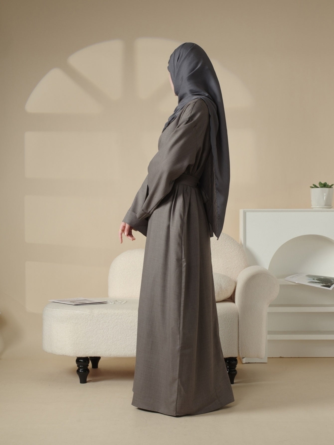 Plain Abaya with Pockets 2pcs Set Elegant Middle East Arab Islamic Muslim Style Shawl Robe Smock Ramadan Prayer Dress Long Skirt Jilbaab Abaya Women's Women Solid Color