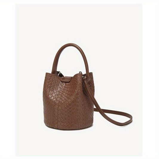 Simple Niche Woven Pattern Handbag Bucket Bag Women's Bag Tide 2025 New Senior Sense Shoulder Bag Crossbody Bag