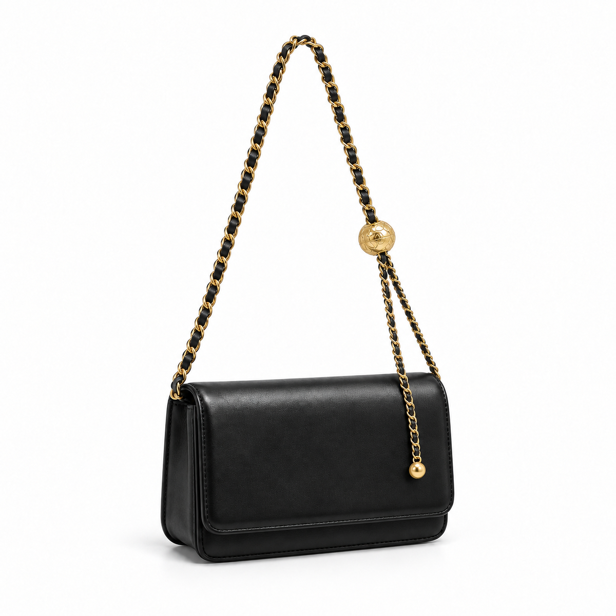 Elegant Black Chain Flap Shoulder Bag