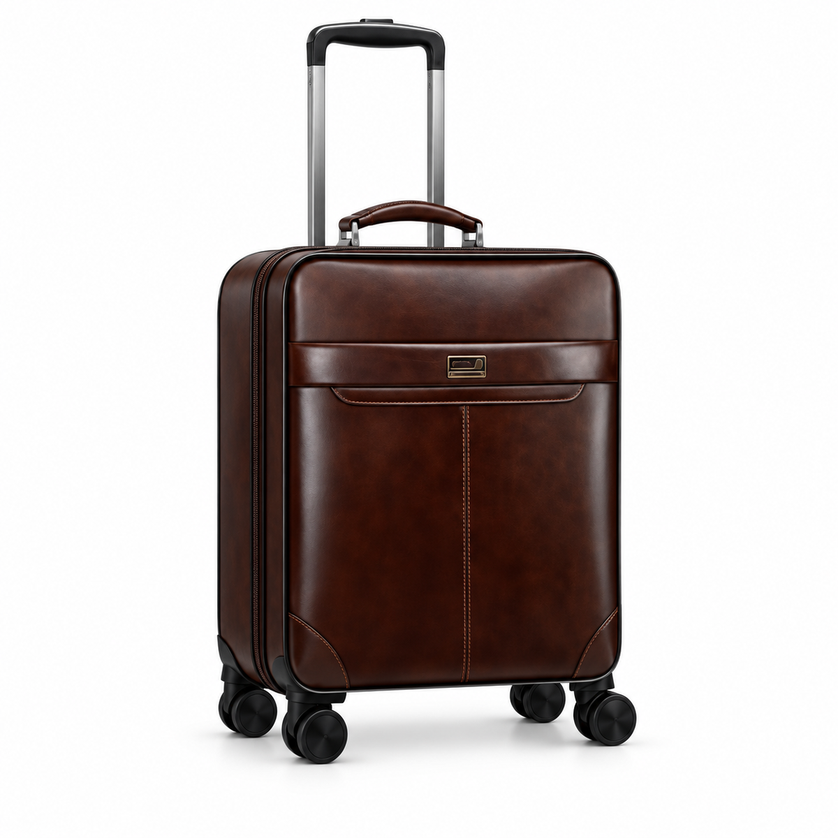 Classic Coffee Leather Trolley With Handle