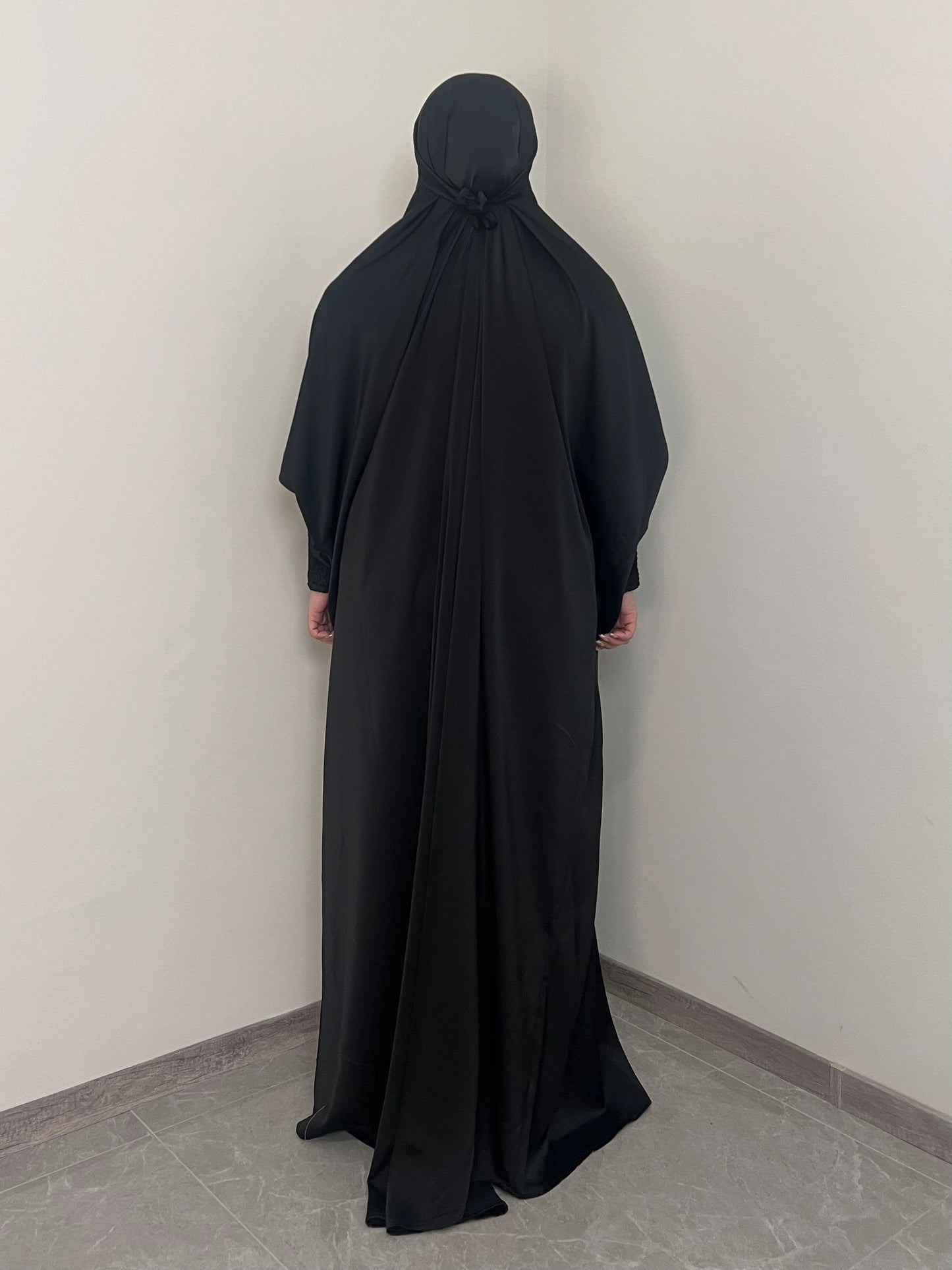 [Satin Modesty Dress] Free Size Satin One Piece Modesty Abaya Burkha - Jilbab Niqab Attached