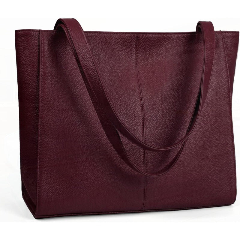 Women's Genuine Professional Work Tote Bag with 14" Laptop Compartment - Large Capacity Handbag with Golden-Tone Hardware, Zippered Pocket & Smooth Wide Handle, Scratch-Resistant & Lightweight (1.7lbs) for Travel, Work, Every