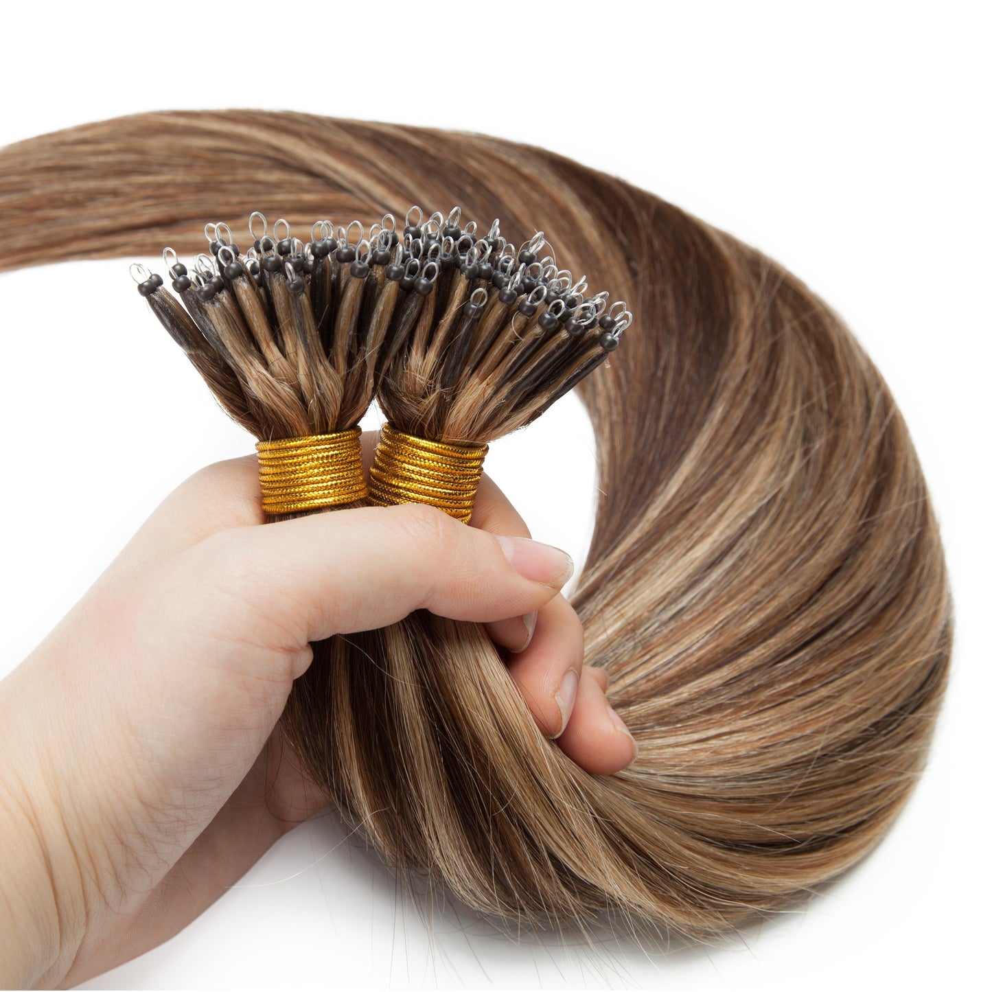 16-24 Inch Nano Ring Hair Extensions Human Hair Highlight Nano Link Hair Extensions