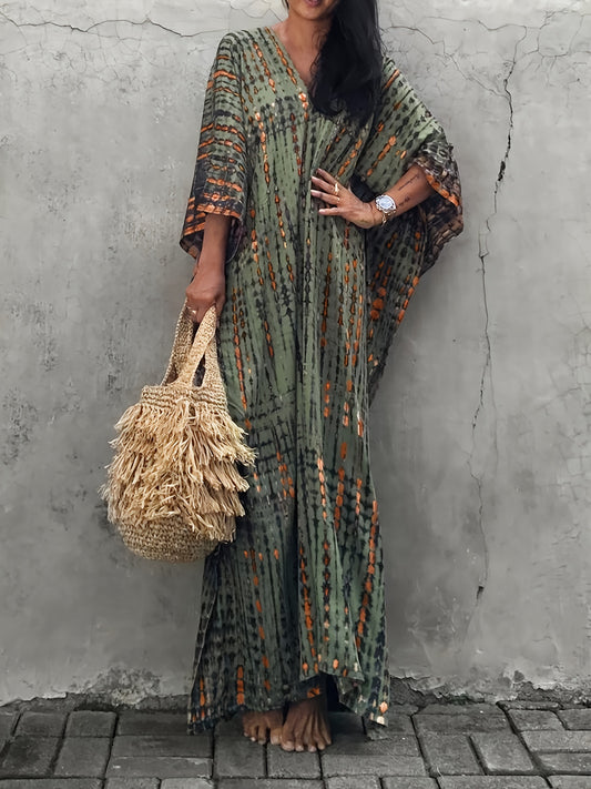 Plus Size Women's Beach Cover-Up Dress Kaftan, Large Summer Casual Beachwear