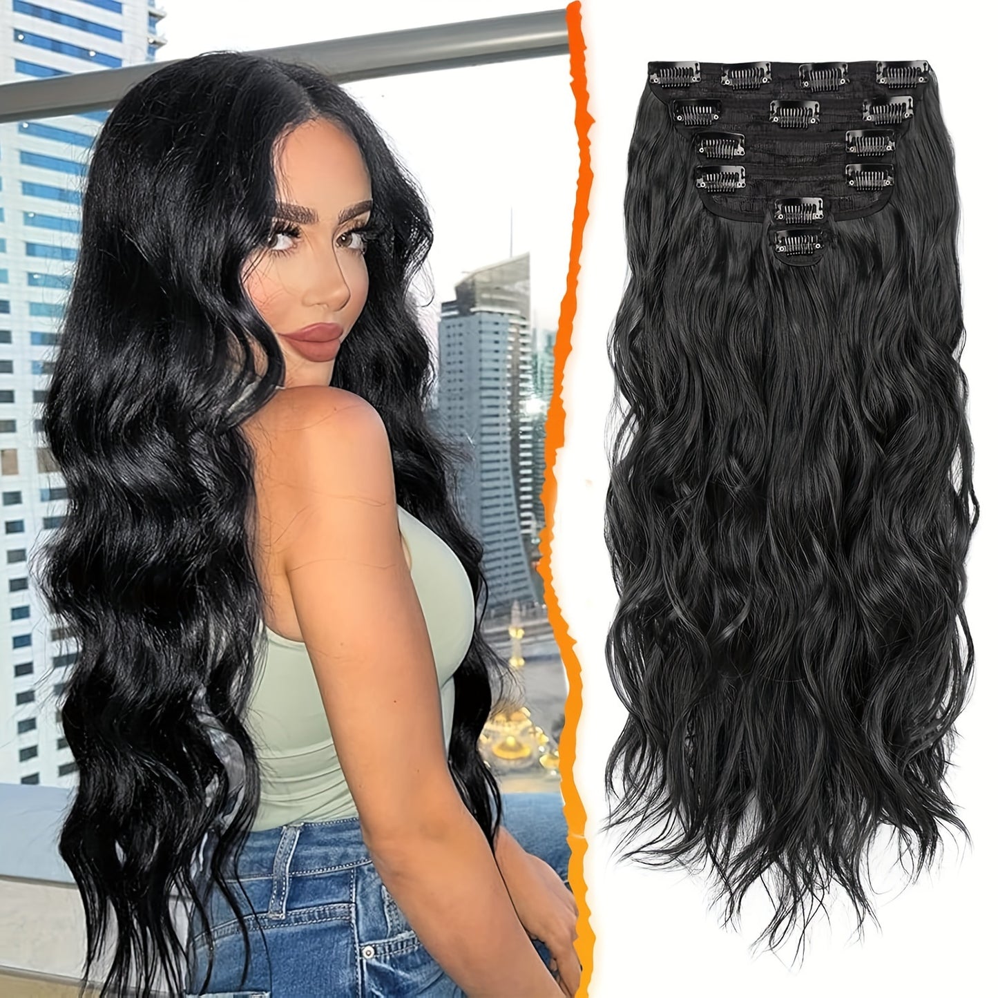 20 Inch Wavy Clip In Hair Extensions For Women