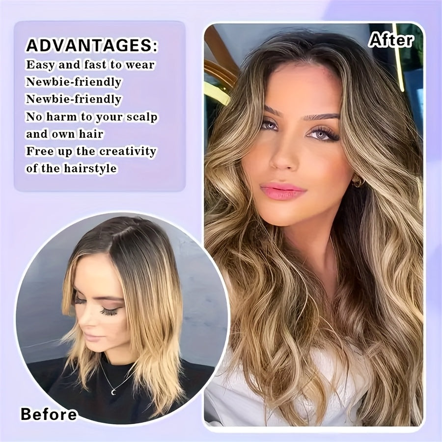 8pcs Brazilian 100% Human Hair Hair Extensions with 18 Clips In - #4/27 Highlight Straight Hair Suitable for Women, Highlights, Volume & Length, 4/27 Color Match for Afro Hair