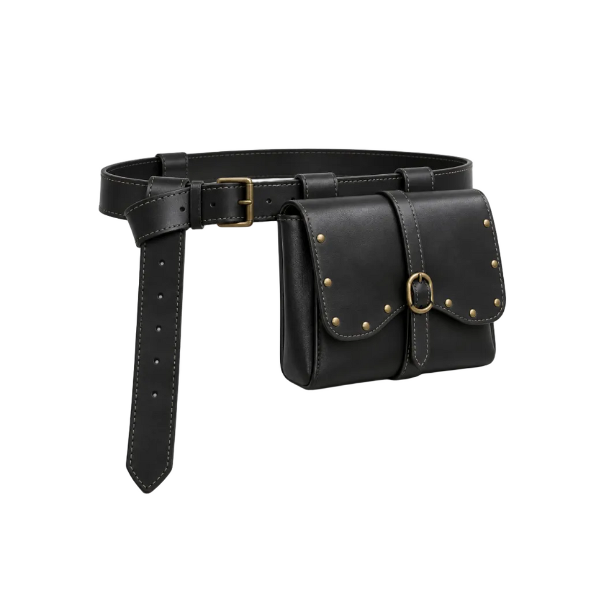 Vintage Black Studded Waist Belt Pouch