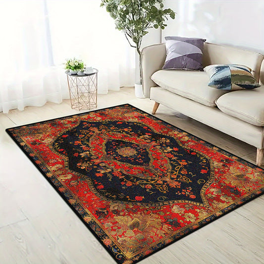 Imitation Cashmere + Washed Bottom Imitation Cashmere + Weight 1200g per square meter + Thickness 8.6mm 1pc, Christmas decoration, Xmas, retro style design is beautiful and delicate, large floor mat wrapped with edge, easy to