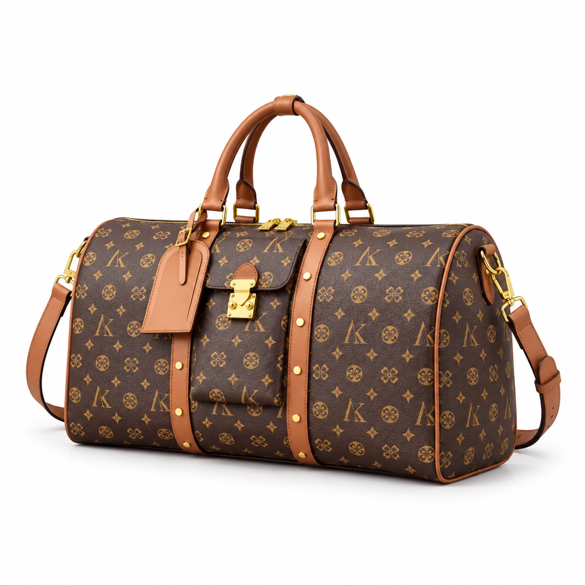 Classic Brown Monogram Leather Duffel Bag