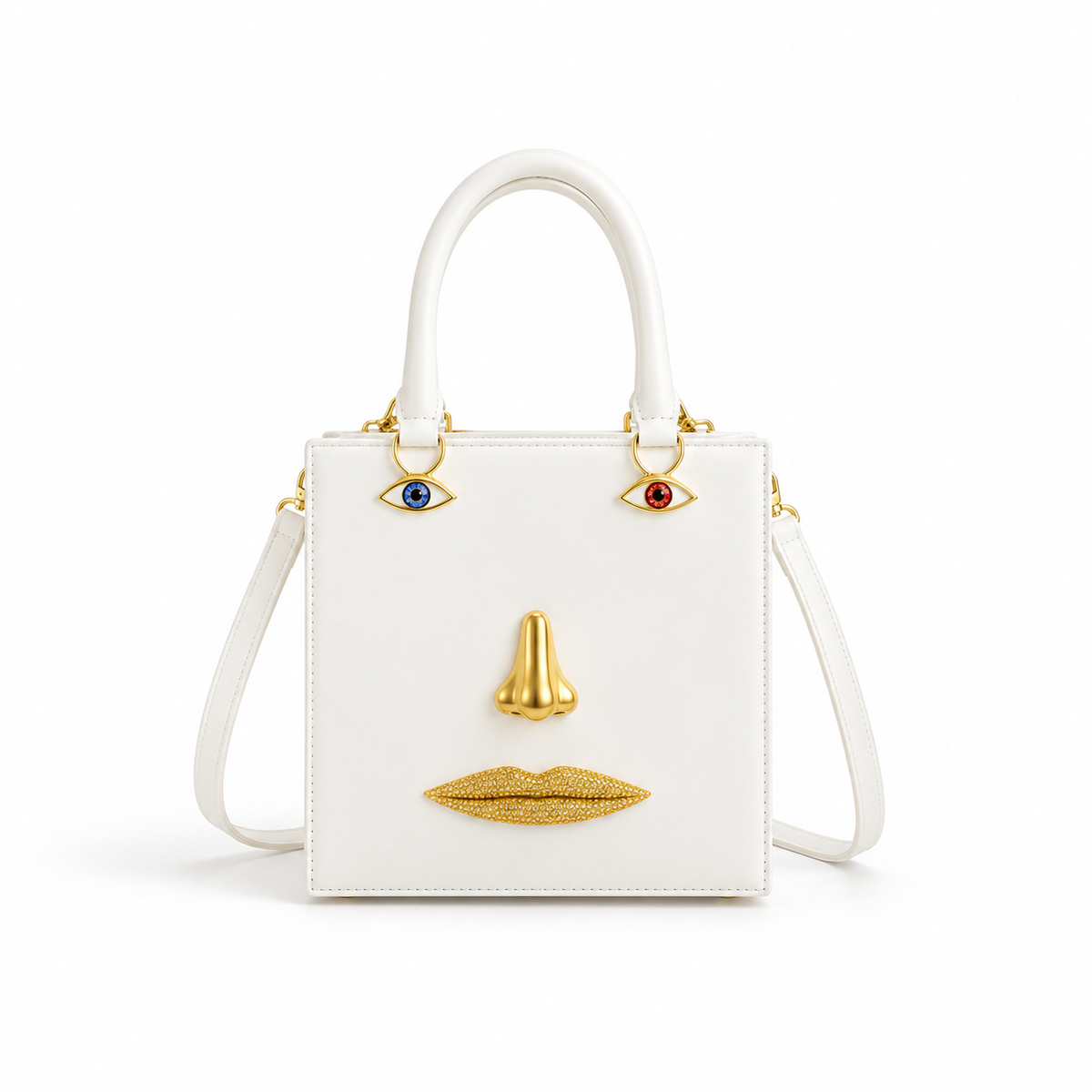 Artistic Face Detail Structured Tote Handbag
