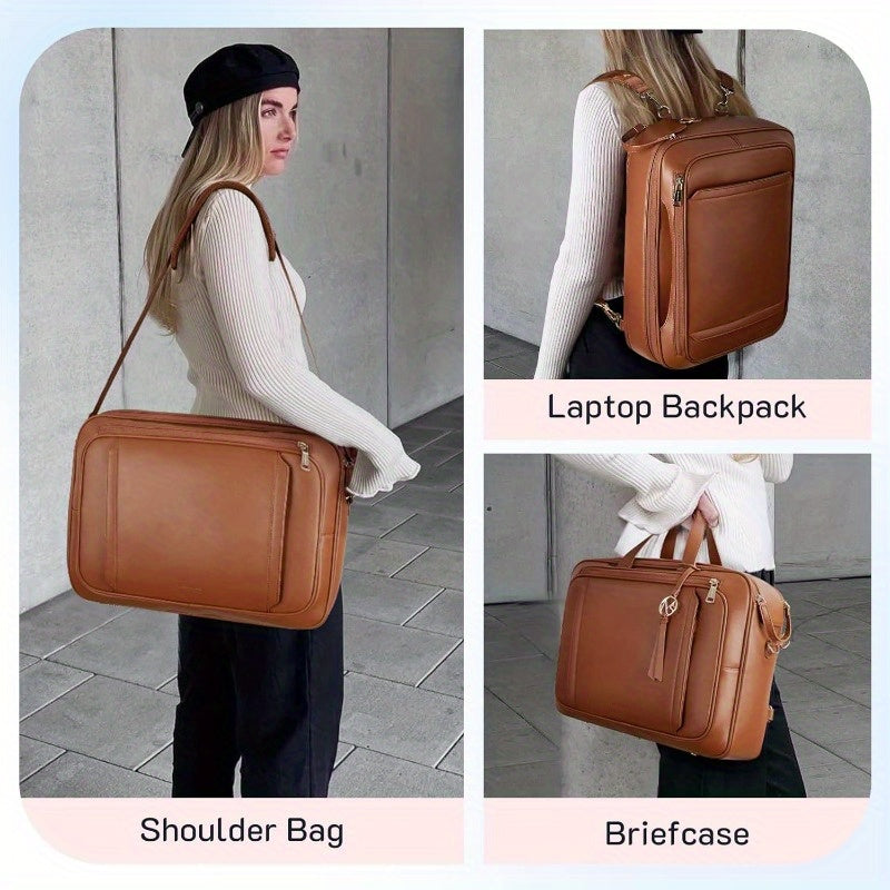 Women's 15.6 Inch Synthetic Leather Laptop Briefcase - Business Messenger Bag with Adjustable Shoulder Straps, Multiple Compartments & Magnetic Closure for College, Office, Travel - Ideal Gift for Women, Business Travel Bag |