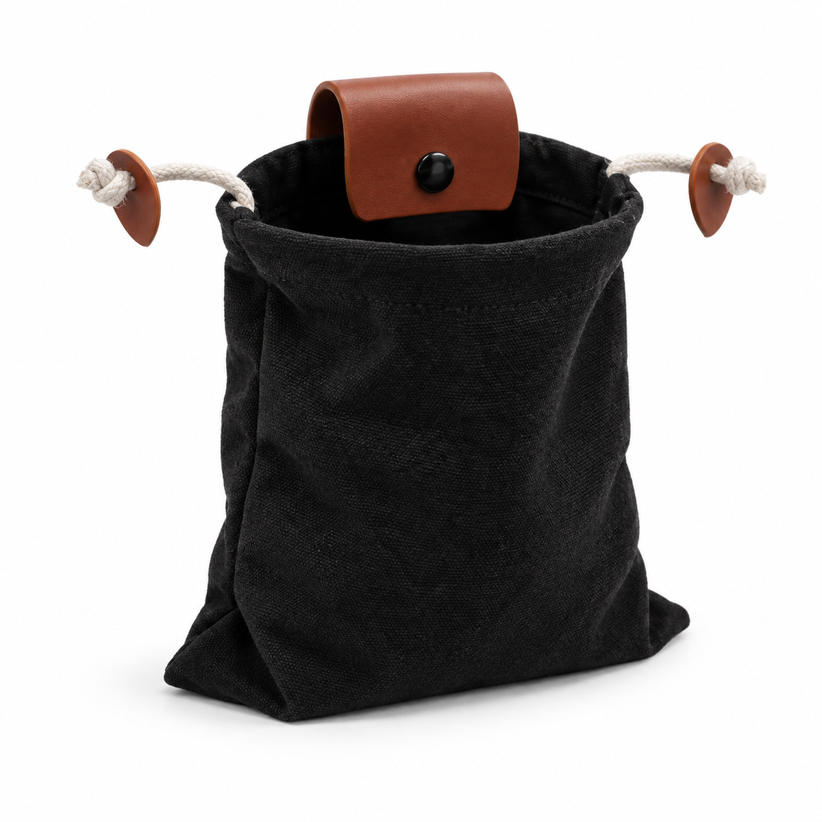 Black Waist Belt Pouch Brown Accents