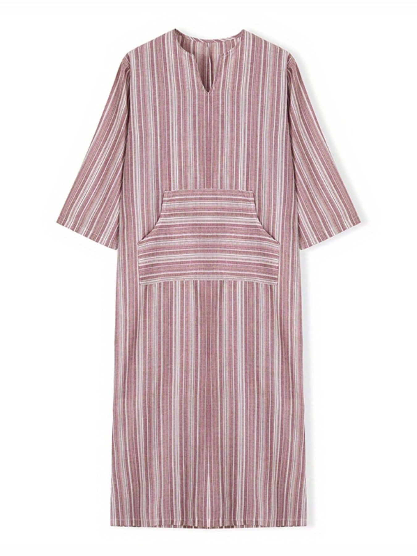 Women's Loose Dresses Striped V Neck Caftans 3/4 Sleeve Casual Loose Maxi Beach Dress with Pockets