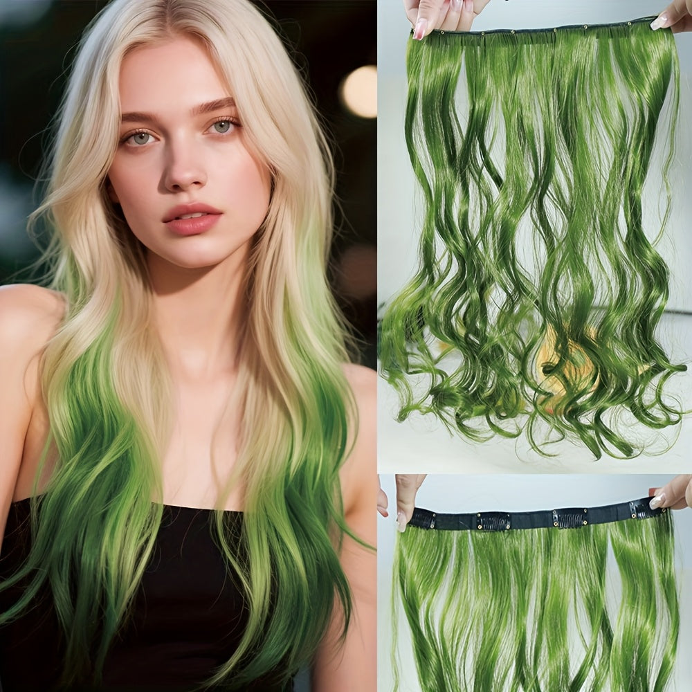 18 Inch Long Curly Clip-in Hair Extensions - Women's Versatile 4 Clip Design, Multi-color Optional, Suitable for Halloween and Christmas, New Year and other festive occasions, Easy to use