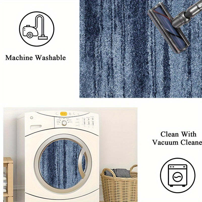 Large Blue Gradient Area Mat - Soft, Machine Washable, Non-Slip Backing, 71" x 180cm, Modern Nordic Style for Living Room, Bedroom, Office, Indoor/Outdoor Decorative Mat Mat, Rugs for Living Room