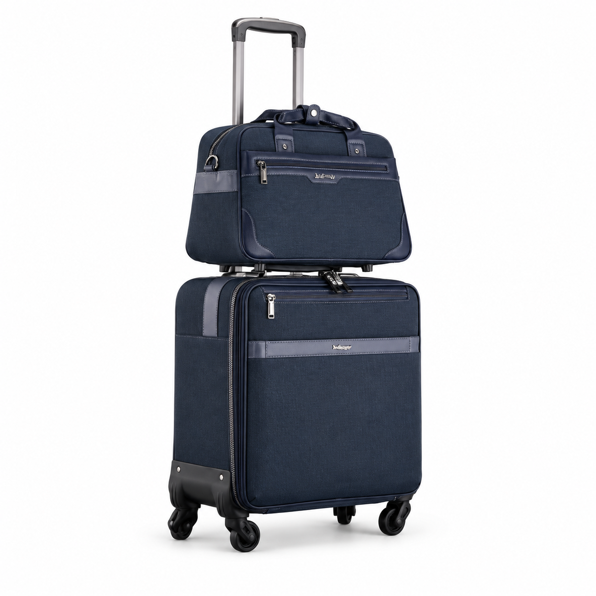 Navy Leather Trolley With Matching Tote