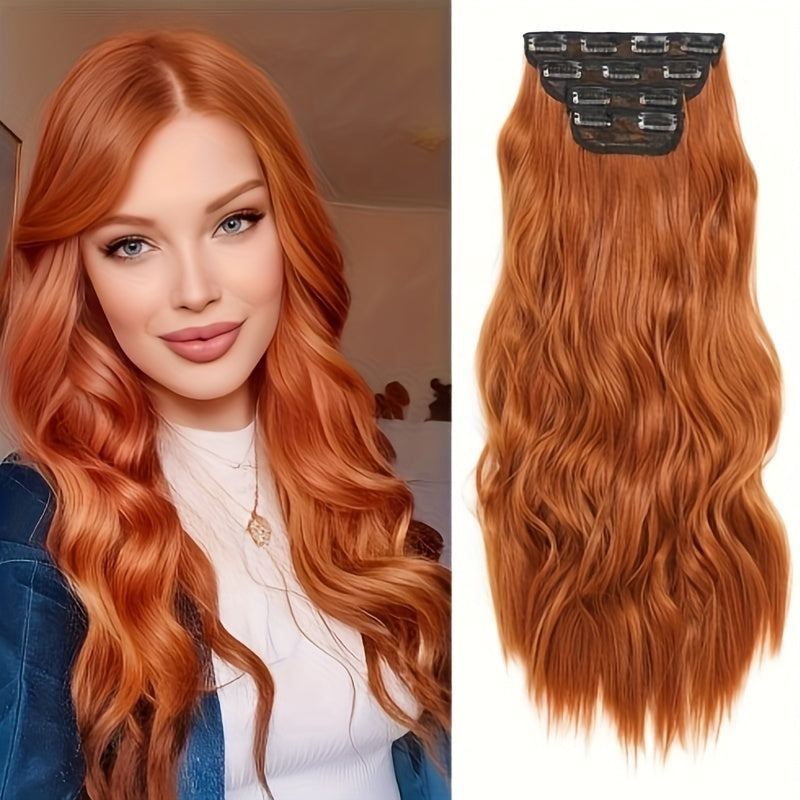 4pcs NAYOO Clip-In Hair Extensions for Women - 18" Long Deep Wavy Curly Synthetic Hairpieces, Natural Look & Feel, Easy Clip-In Installation, Elegant Style Upgrade, Hair Styling, Natural Appearance, Secure Clip Attachments