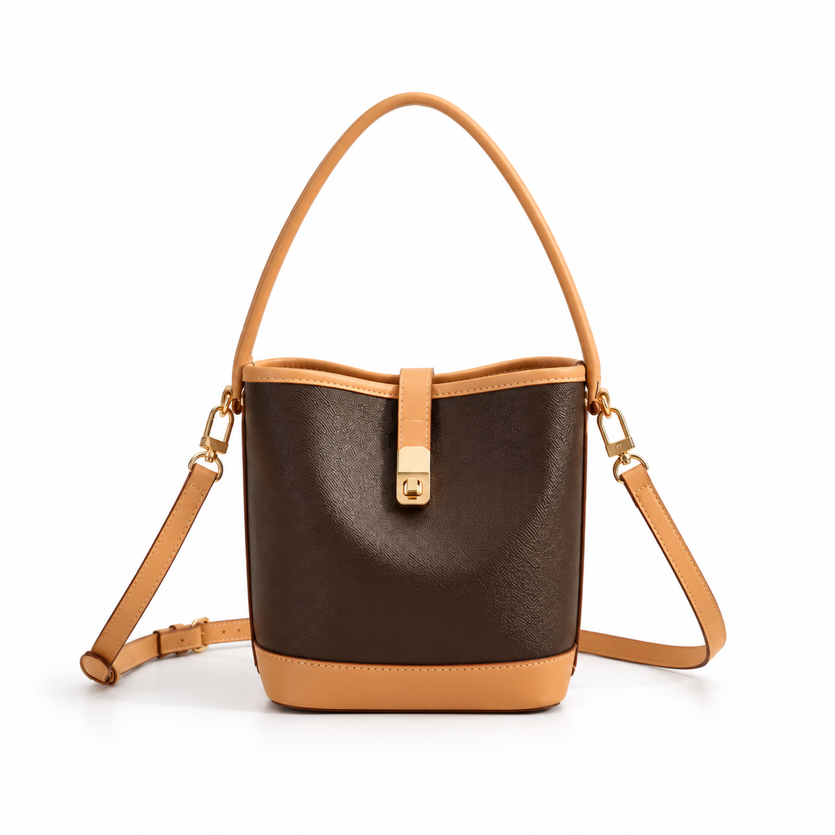 Elegant Two Tone Bucket Shoulder Bag