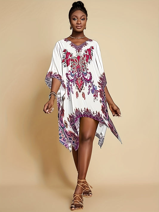 Short Kaftan Dresses For Women 2025 Swimsuit Cover Up Summer V Neck Kaftan Beach Dress Loungewear