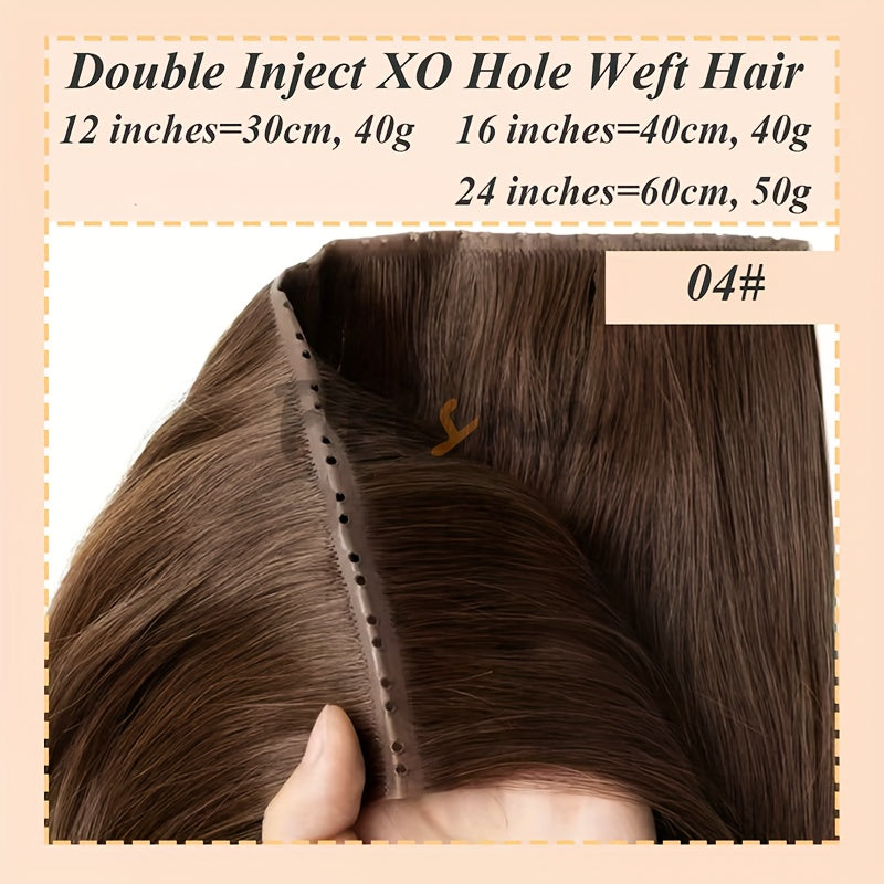 Double Inject PU Hole Weft Hair Extensions Natural Straight Hair Pieces For Women 12inch-40g/pack 16inch-40g/pack 24inch-50g/pack New Arrival Real Human Hair Hole Weft