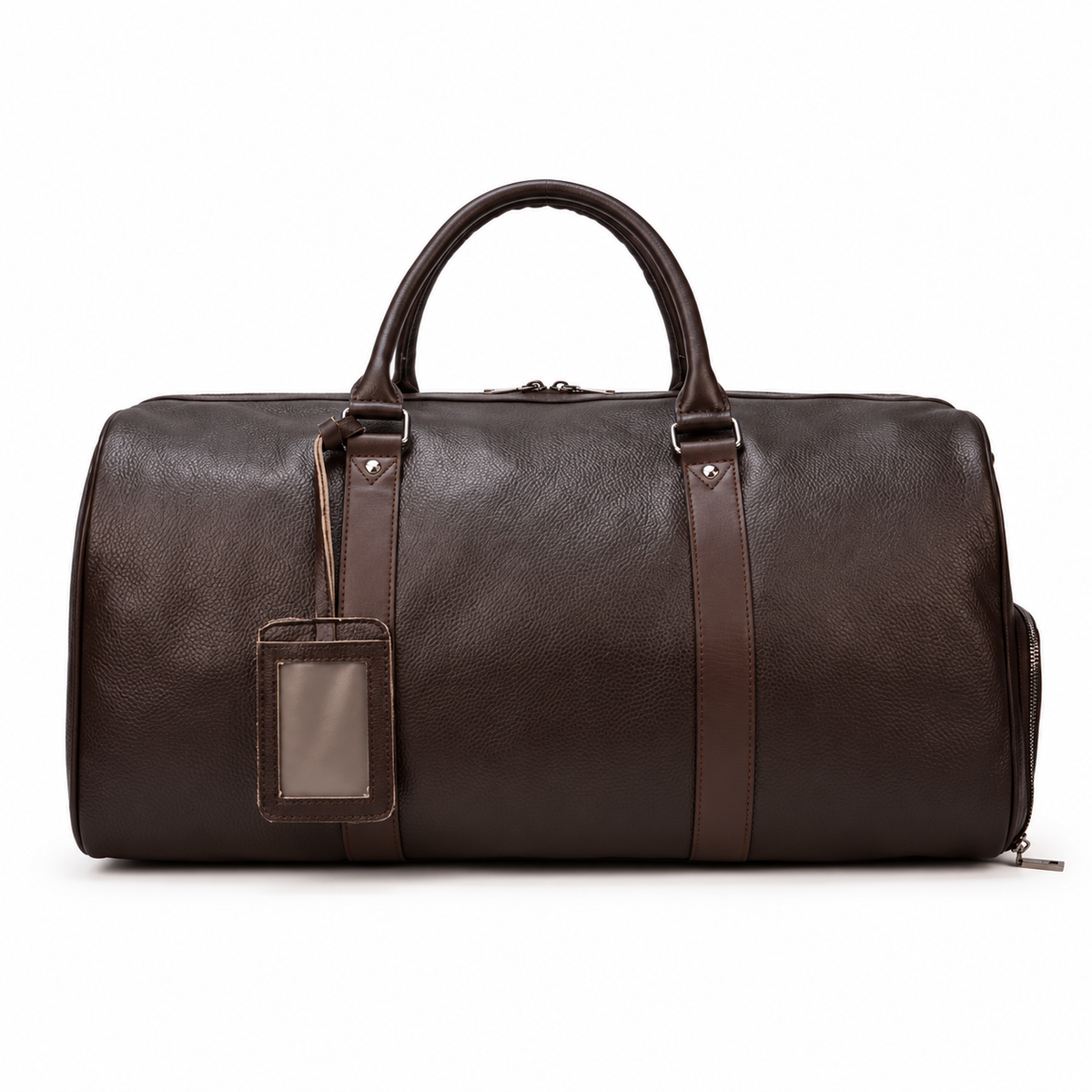 Classic Coffee Brown Leather Duffel Bag