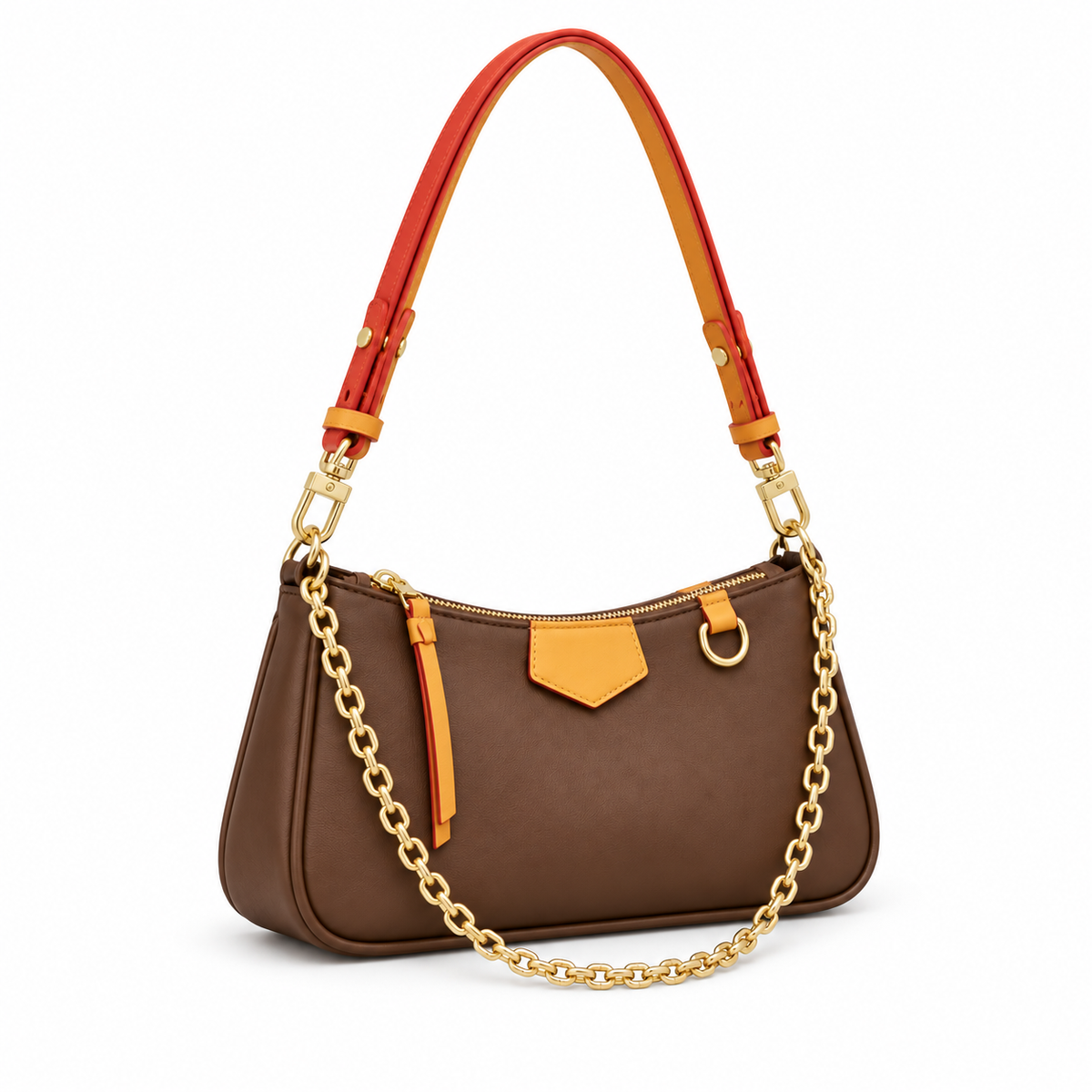 Coffee Brown Vegan Leather Shoulder Bag