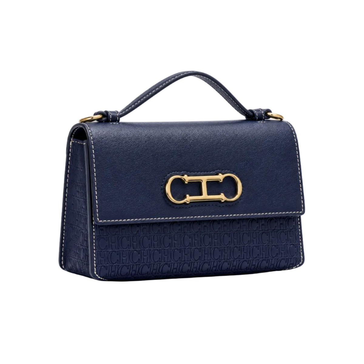 Navy Blue Embossed Leather Evening Clutch