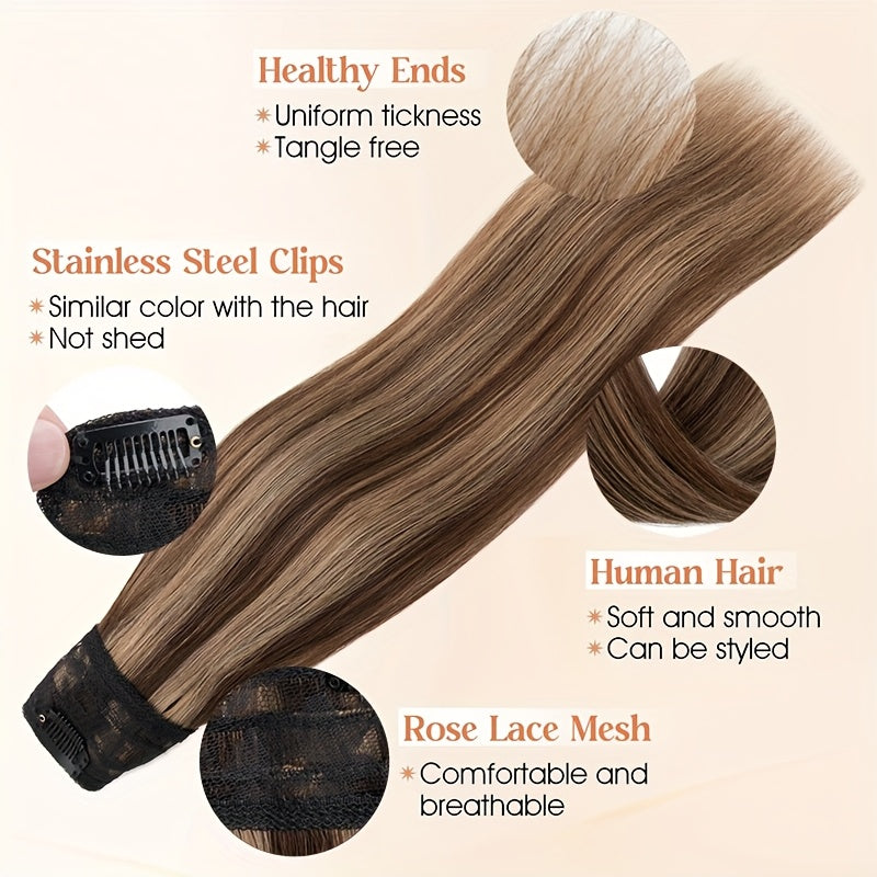 20-Inch Single Piece Clip-In Hair Extensions Made from Human Hair, Featuring an Upgraded V-Shape Design with Five Clips, Ideal for Women Seeking Long Hairpieces