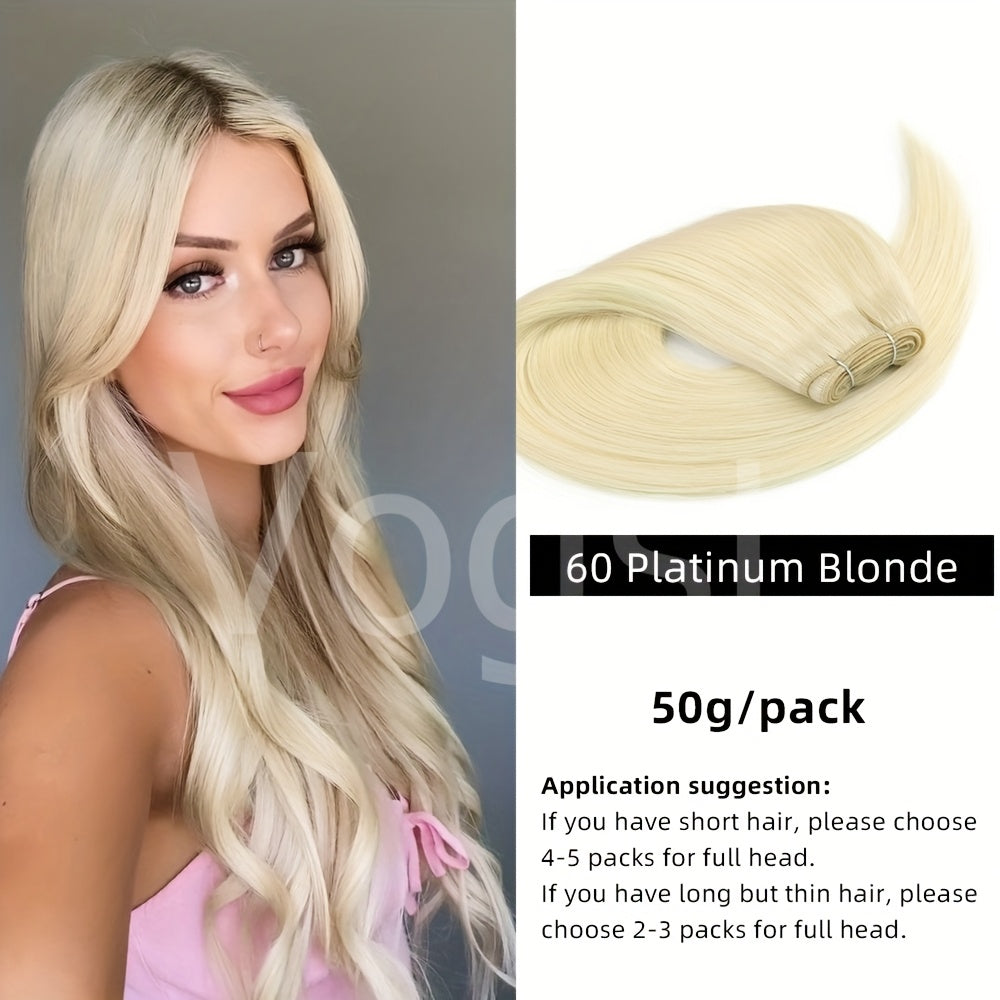 Genuine Straight Human Hair Wefts, Double Wefted Bundles Ranging from 12 to 24 Inches, Suitable for Sewing in Hair Weaves, Weighing 1.76 oz