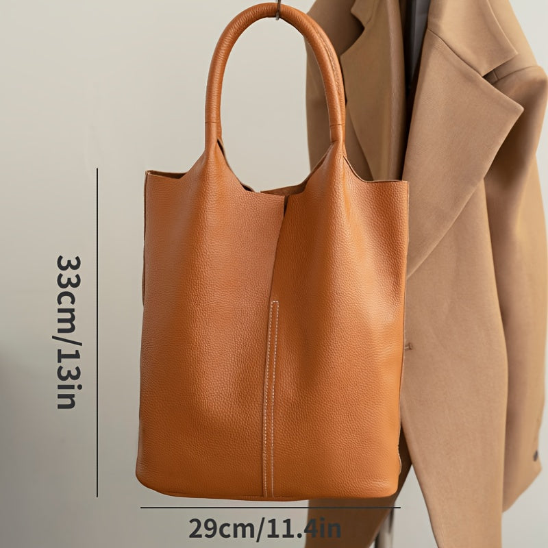 Leather Women’s Tote Bag – Stylish Large Capacity Bucket Bag for Everyday Use