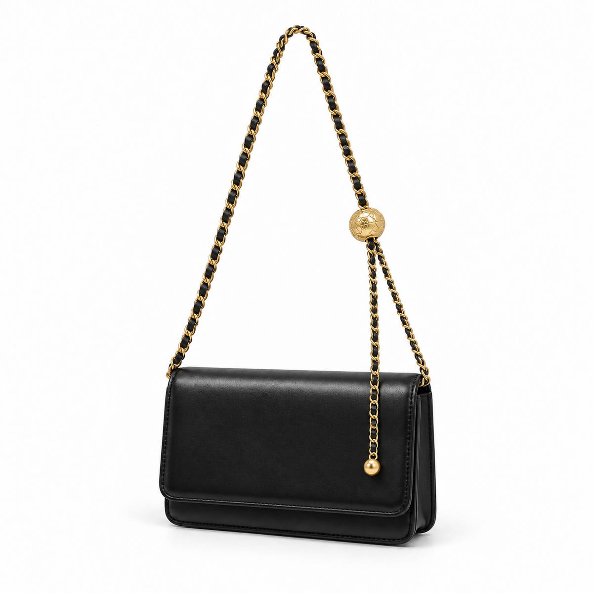 Elegant Black Chain Flap Shoulder Bag