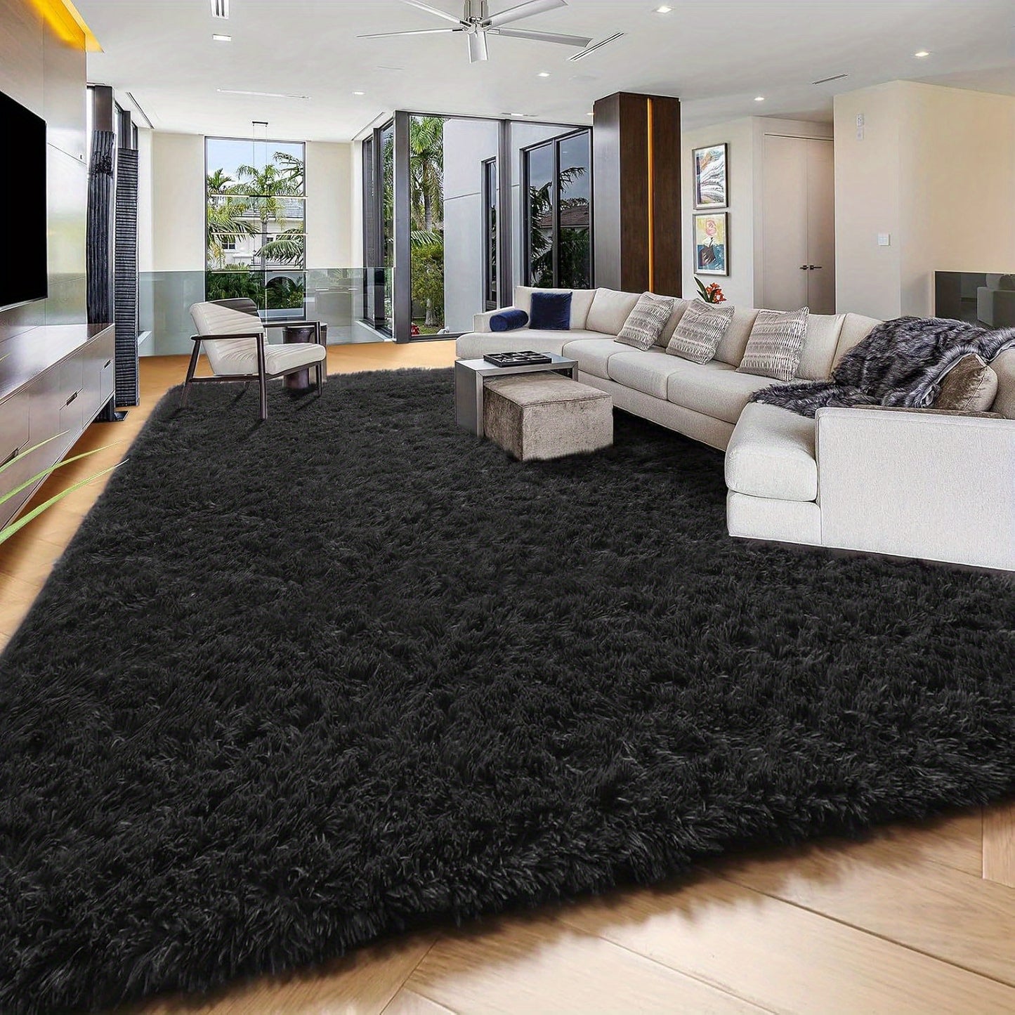 An 8X10 Feet Luxurious Plush Rug Designed for The Living Room, Featuring a Fuzzy Texture, This Large Area Rug Is Fluffy, Modern, And Non-Slip, Making It Perfect for Bedrooms, Study Rooms, Teen Dorms, And As a Home Decor Item