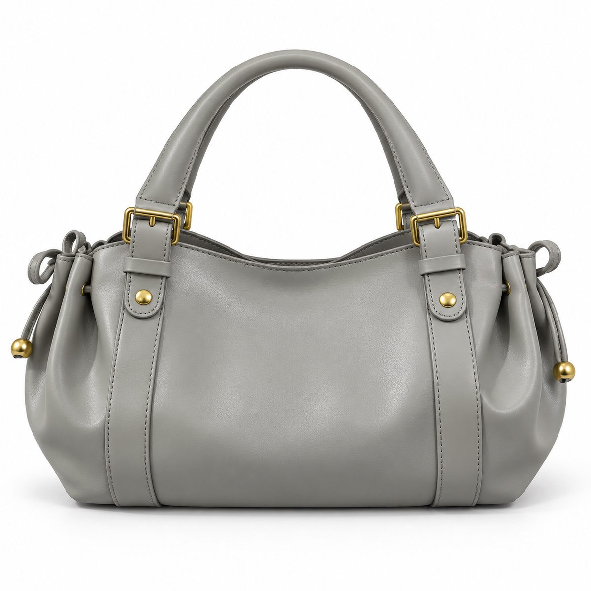 Elegant Grey Handbag With Gold Details