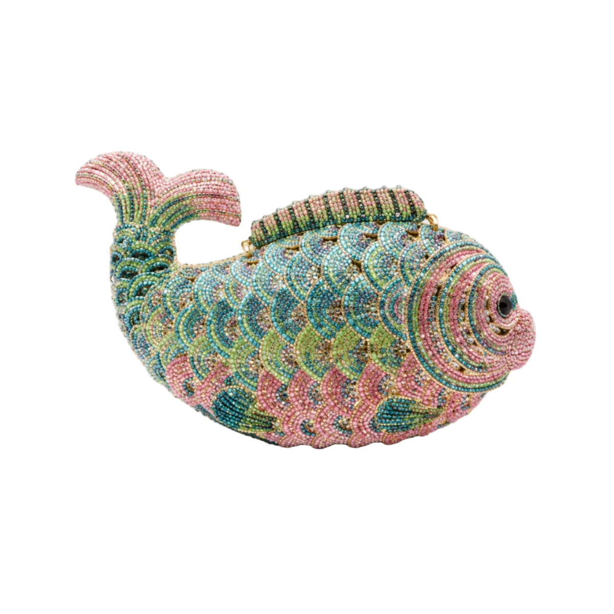 Crystal Beaded Fish-Shaped Evening Clutch Bag