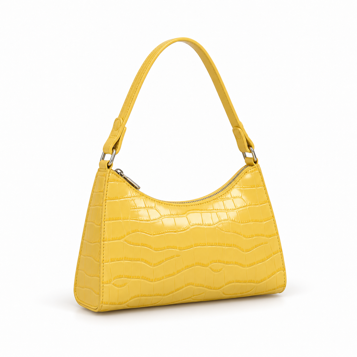 Yellow Crocodile Texture Shoulder Handbag Purse