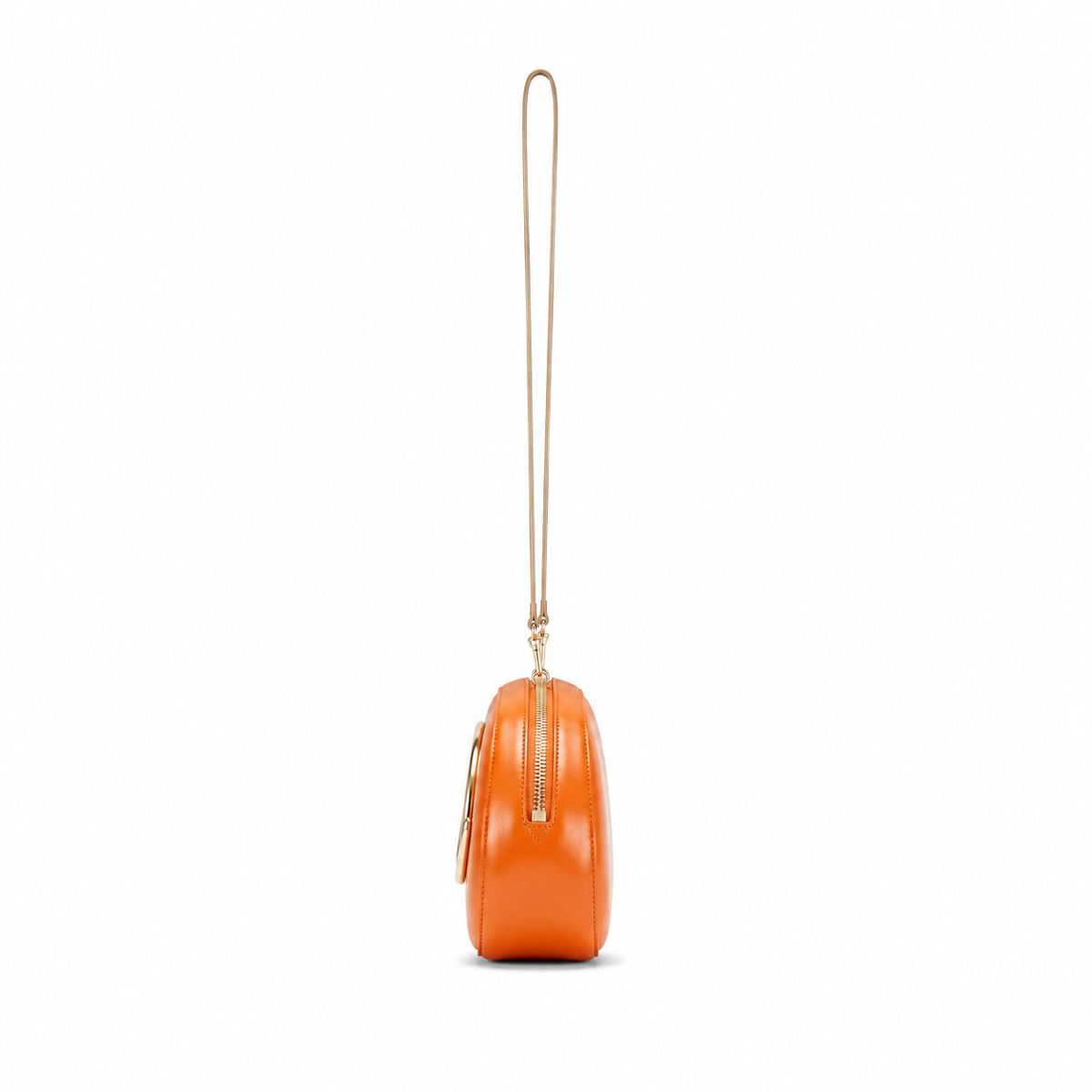 Orange Oval Clutch Bag with Gold Accent