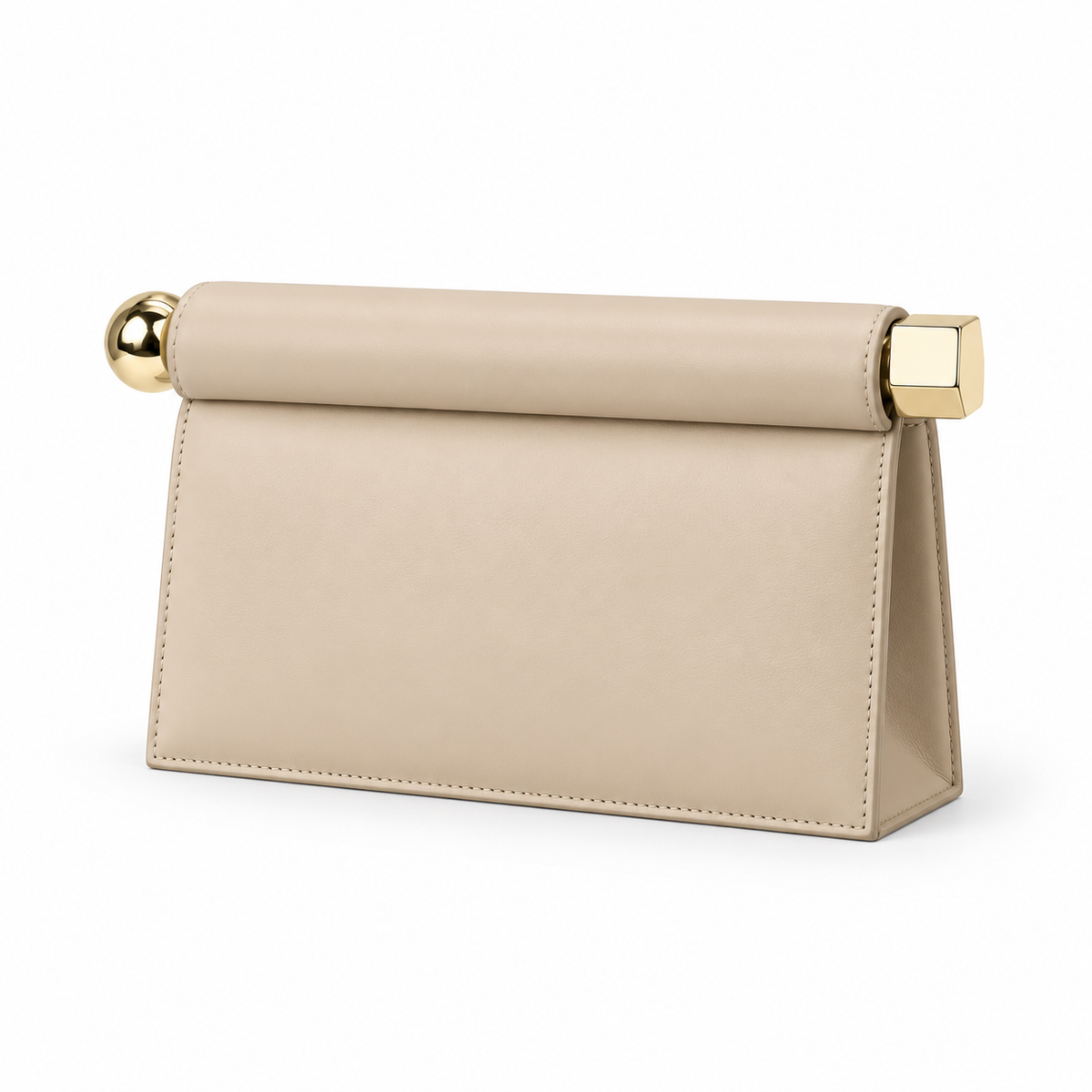 Elegant Beige Leather Evening Clutch Bag