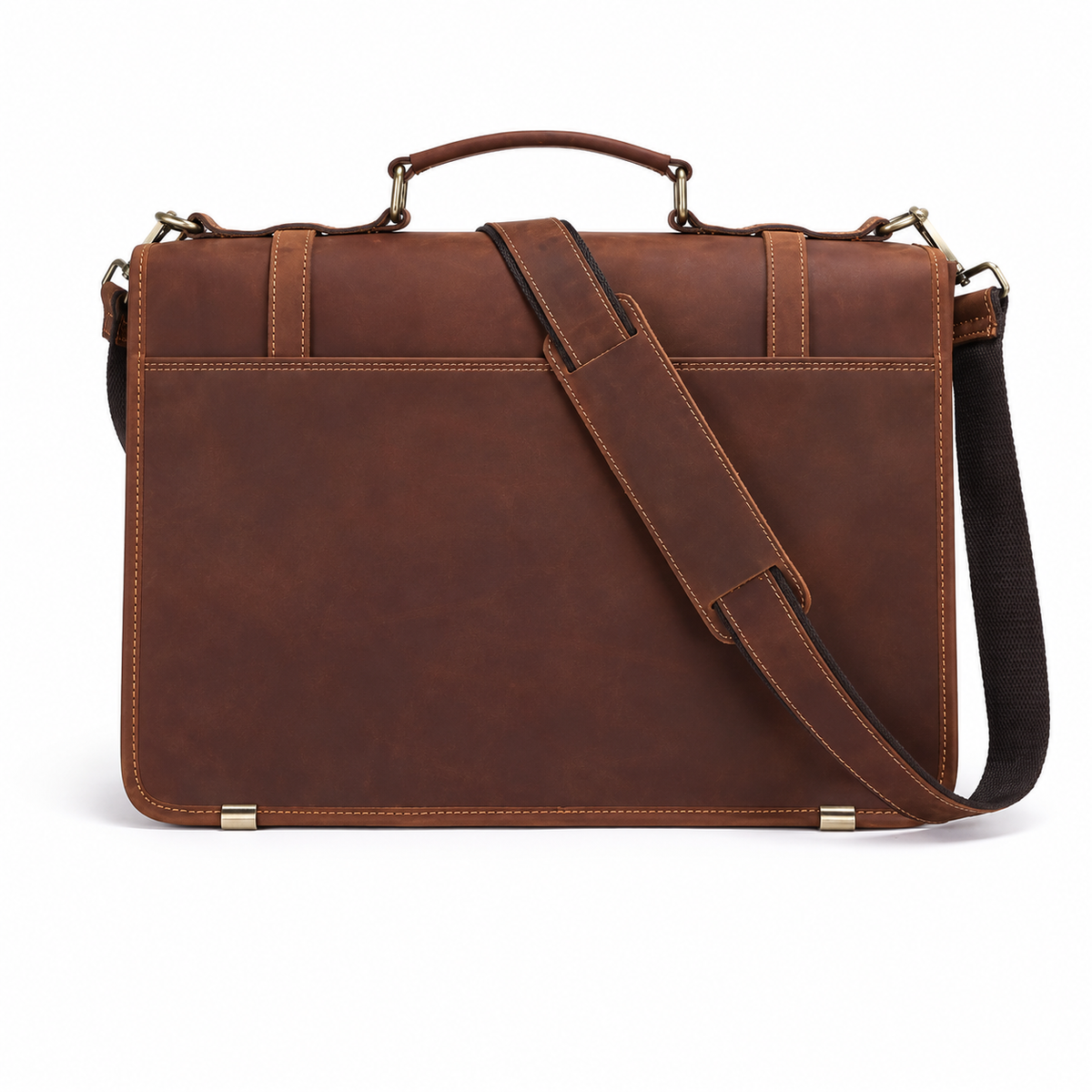 Vintage Brown Leather Briefcase With Lock