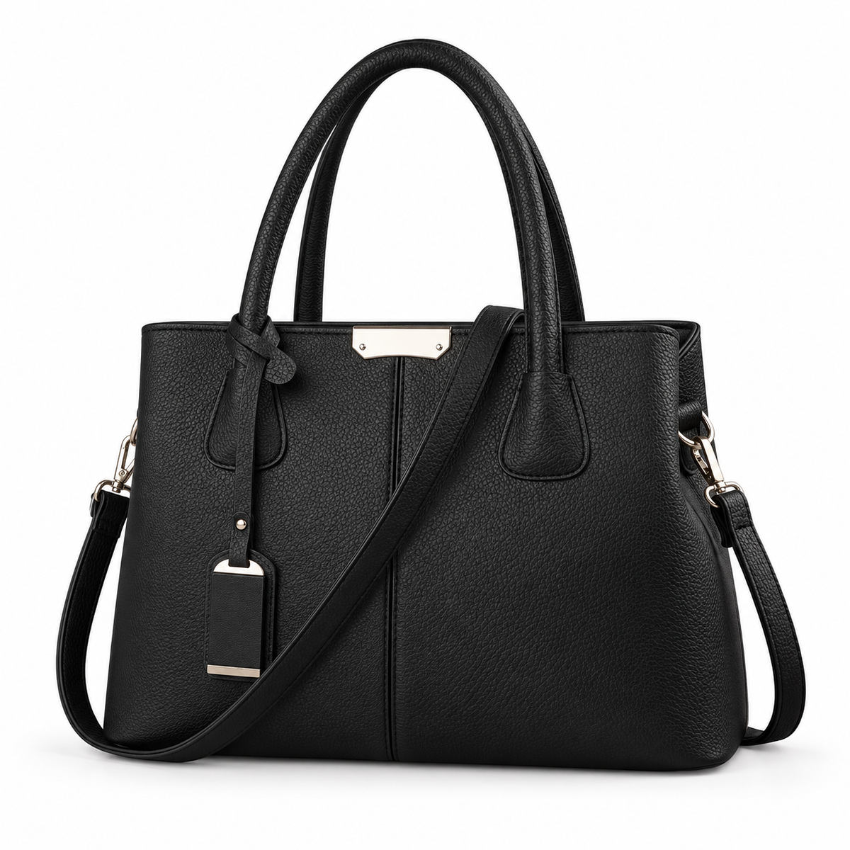 Classic Black Textured Tote Shoulder Bag