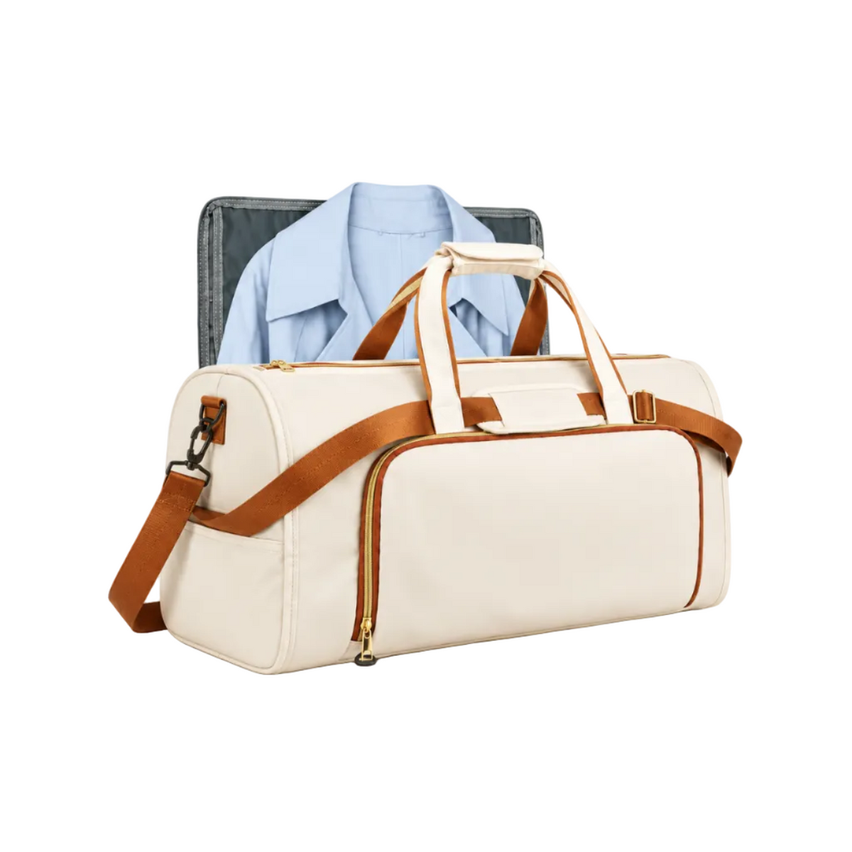 Cream Convertible Garment Overnight Travel Bag