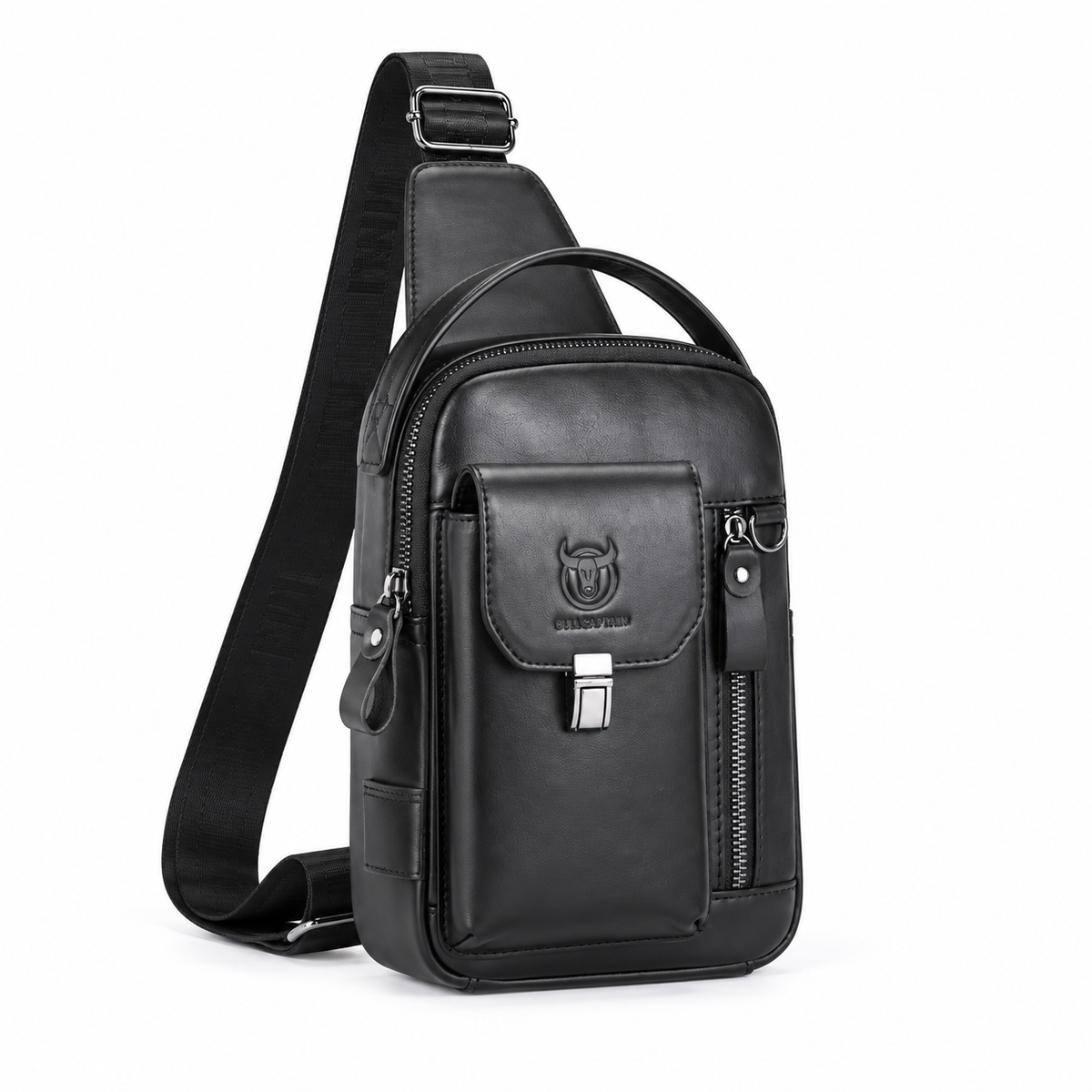 Black Sling Bag With Multiple Pockets